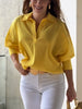 Loose Puff Sleeves Solid Color Lapel Blouses&Shirts Tops