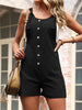 Loose Solid Color Round-Neck Rompers