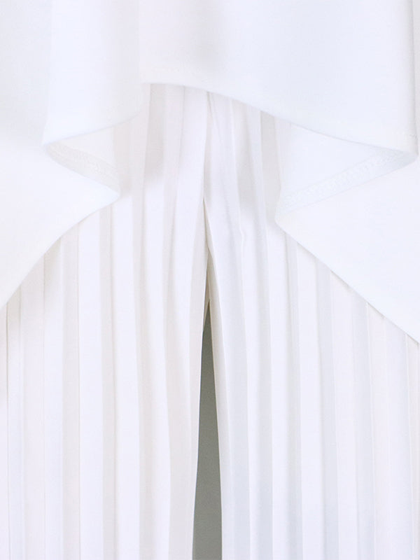 Loose Backless Lacy Solid Color Halter-Neck Vest Top + High-Low Pants Bottom Two Pieces Set