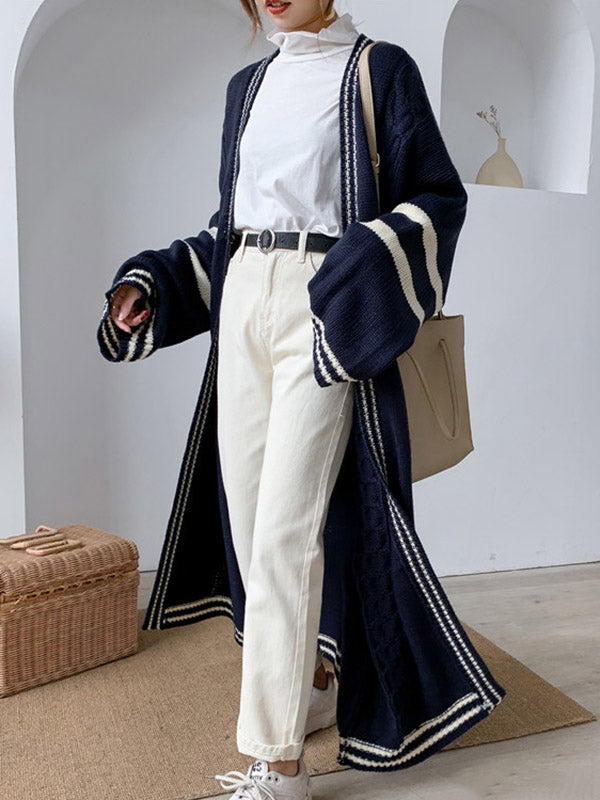 Vale Aria Striped Drape Coat