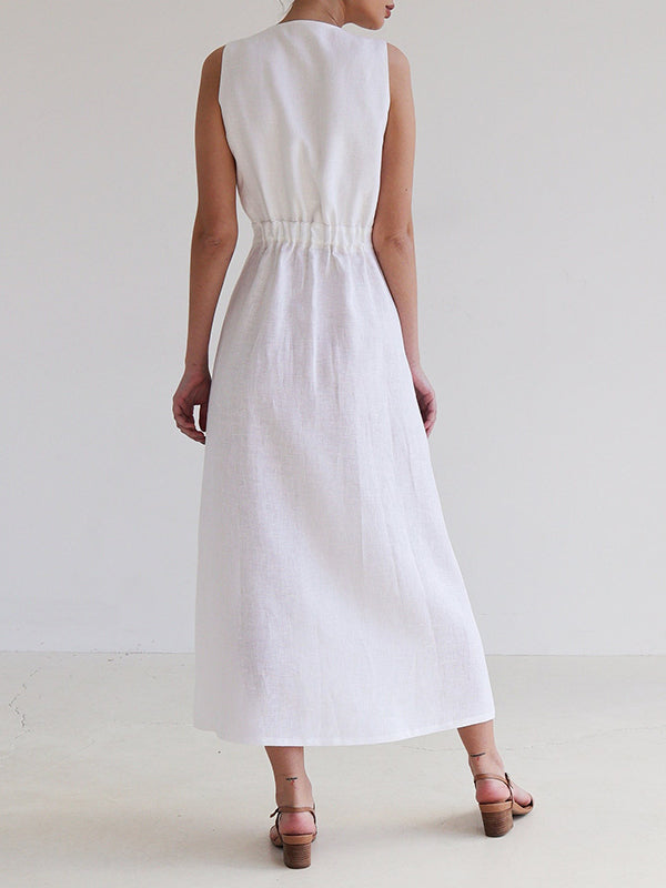 Loose Sleeveless Split-Joint V-Neck Maxi Dresses