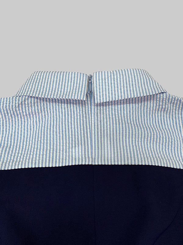 High Waisted Long Sleeves Buttoned Pleated Split-Joint Lapel Jumpsuits