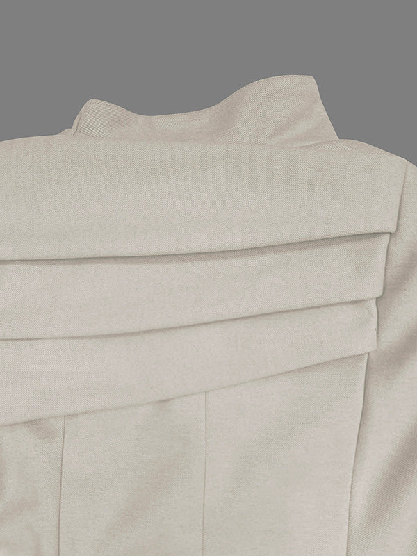 Long Sleeves Loose Pockets Solid Color Split-Joint Notched Collar Blazer Outerwear