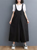 Ninth Pants Wide Leg Buttoned Solid Color Spaghetti-Neck Overalls