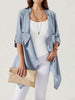 Long Sleeves Loose Buttoned Solid Color Collarless Outerwear