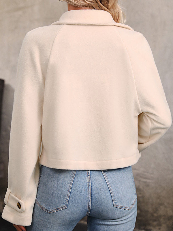 Long Sleeves Loose Buttoned Split-Joint Notched Collar Outerwear