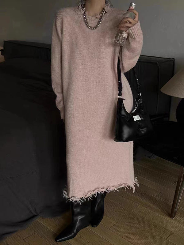 Vera Solenne Fringe Sweater Dress