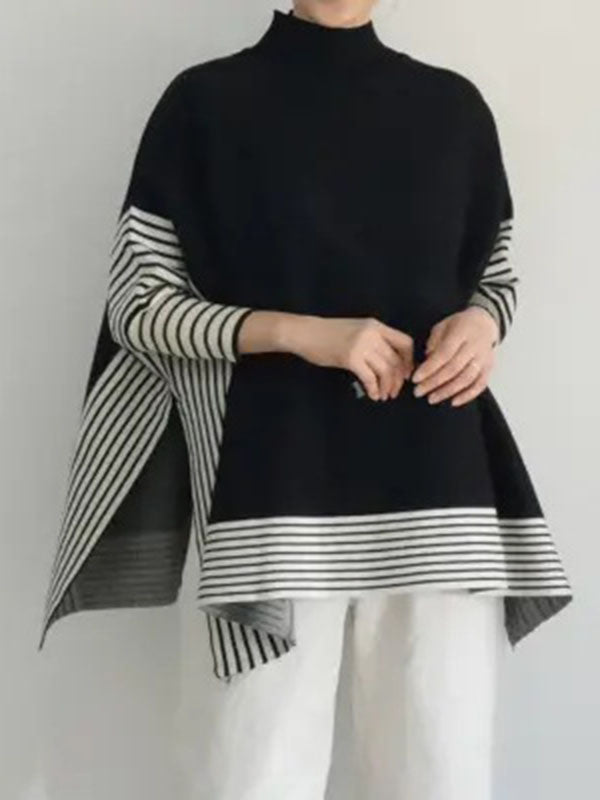 Vera Élan Striped Cape Sweater