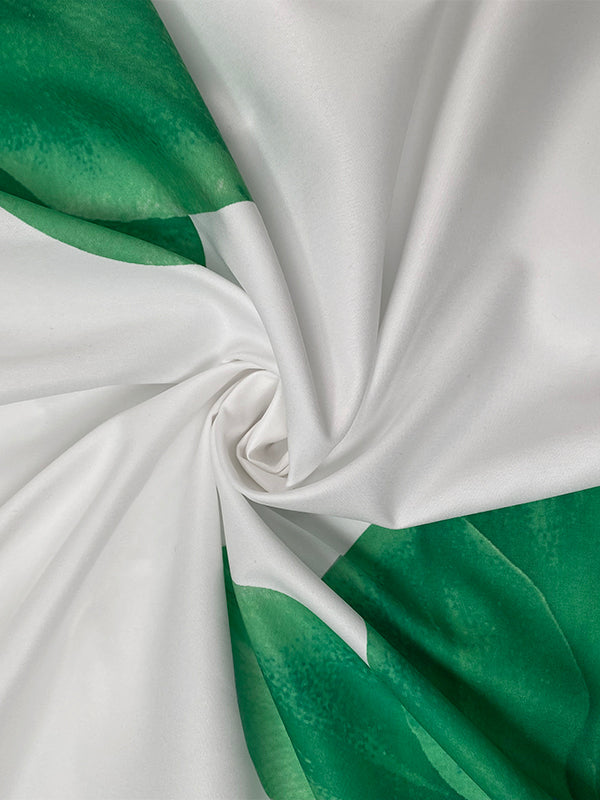 A-Line Loose Flower Print Pleated V-Neck Midi Dresses