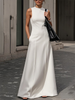 Sleeveless Solid Color Round-Neck Maxi Dresses