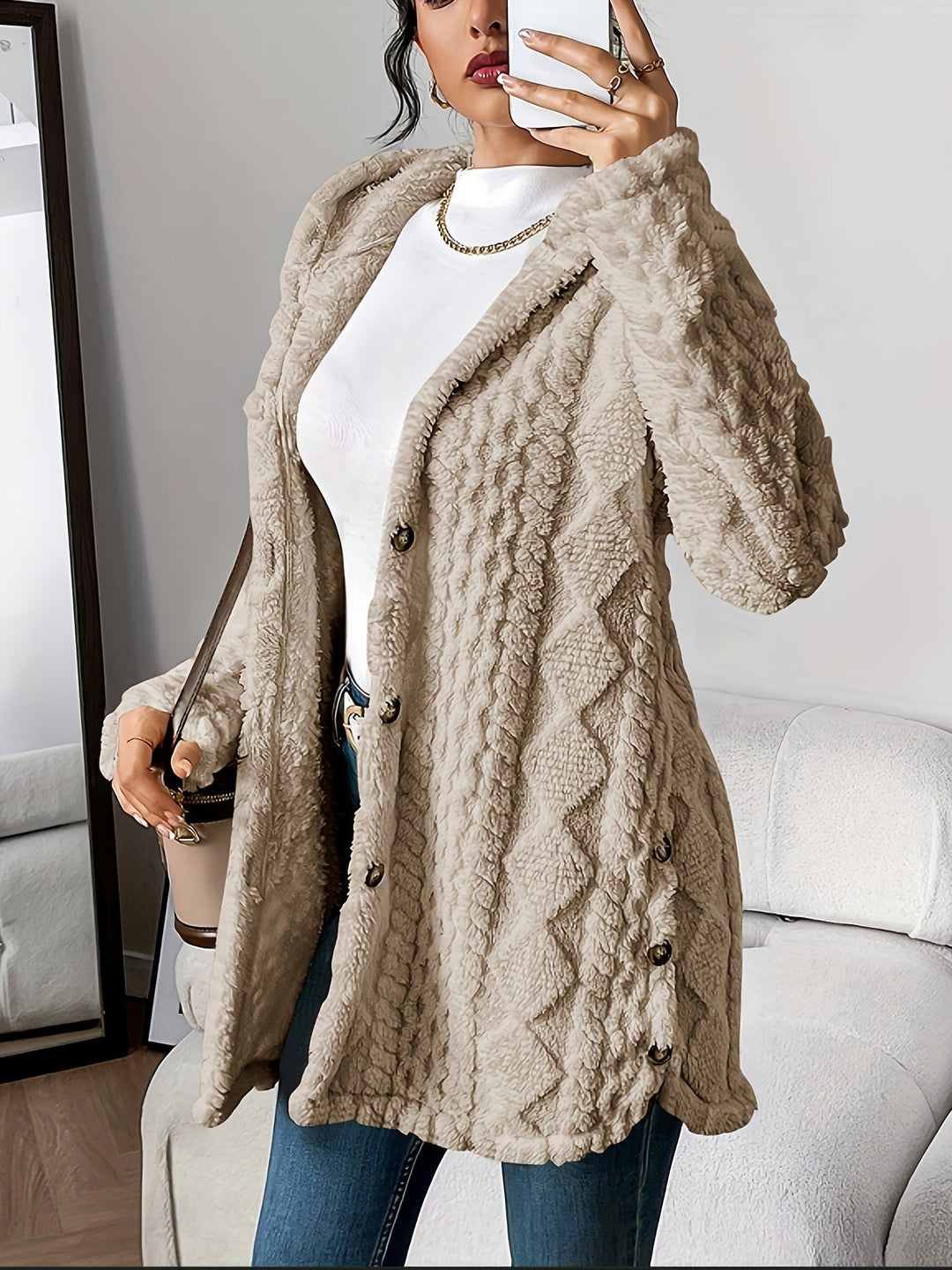 Vale® – Plush Hooded Cardigan