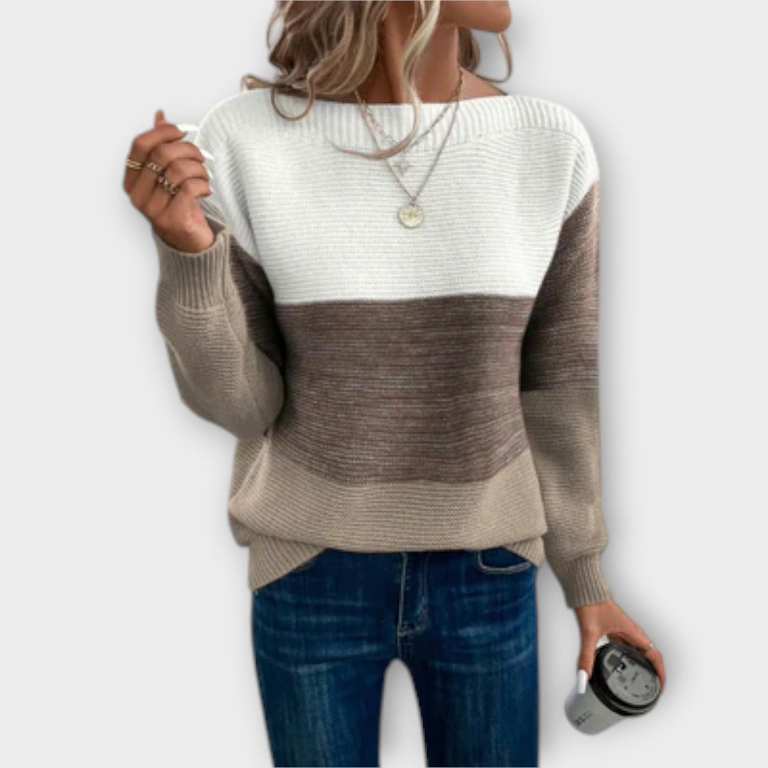 Vera® –  Artisan Patchwork Sweater Available in Three Elegant Shades