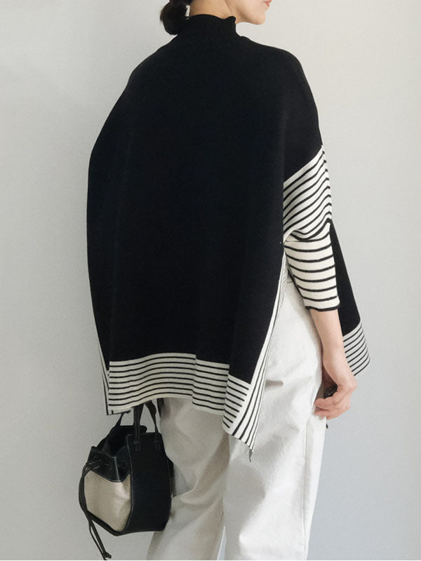 Vera Élan Striped Cape Sweater
