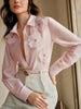Long Sleeves Applique Split-Joint Lapel Blouses&Shirts Tops
