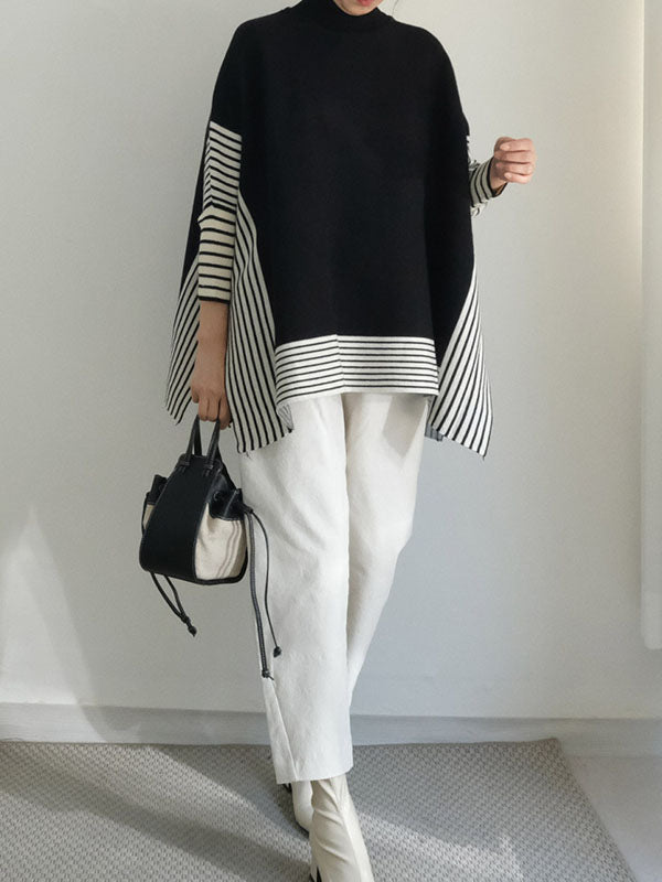 Vera Élan Striped Cape Sweater