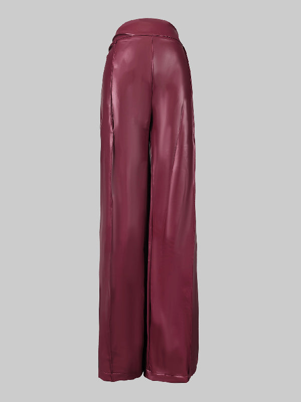 Long Sleeves Puff Sleeves Asymmetric Knot Solid Color Off-The-Shoulder Shirts Top + Pants Bottom Two Pieces Set