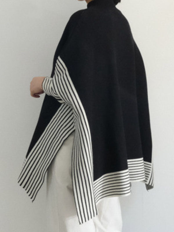 Vera Élan Striped Cape Sweater