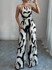 Loose Sleeveless Contrast Color Pleated Spaghetti-Neck Jumpsuits