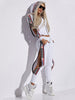 Long Sleeves Letter Print Split-Side Zipper Hooded Jackets+Pants Two Pieces Set