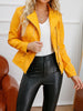 Long Sleeves Split-Joint Zipper Mock Neck PU Jackets Outerwear