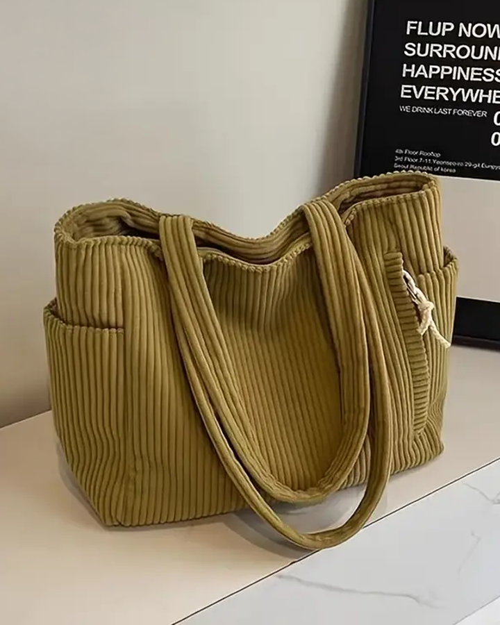 Vale® – Ribbed Tote Bag with Cord Detail