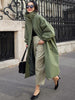Solid Color Loose Elastic Waist Long Outwear