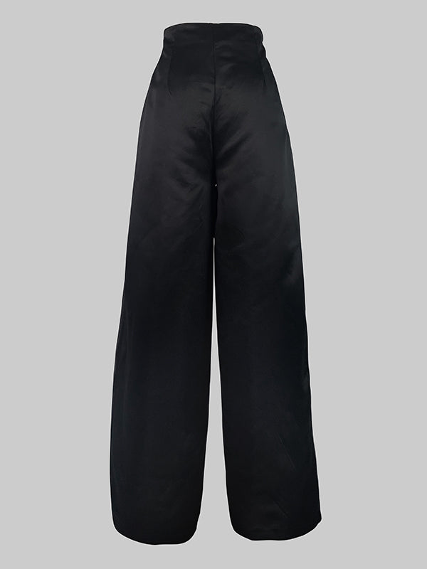 Loose Sleeveless Solid Color Off-The-Shoulder Vest Tops + Pants Bottoms Two Pieces Set