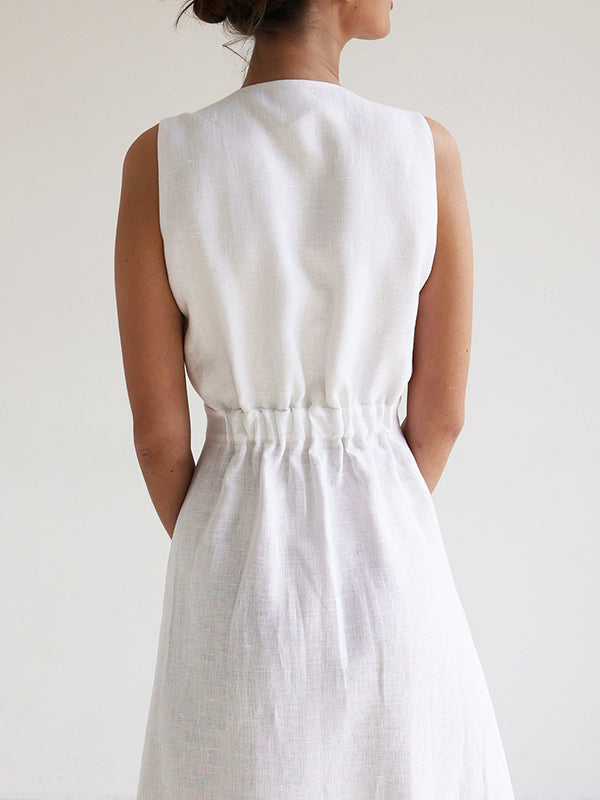 Loose Sleeveless Split-Joint V-Neck Maxi Dresses