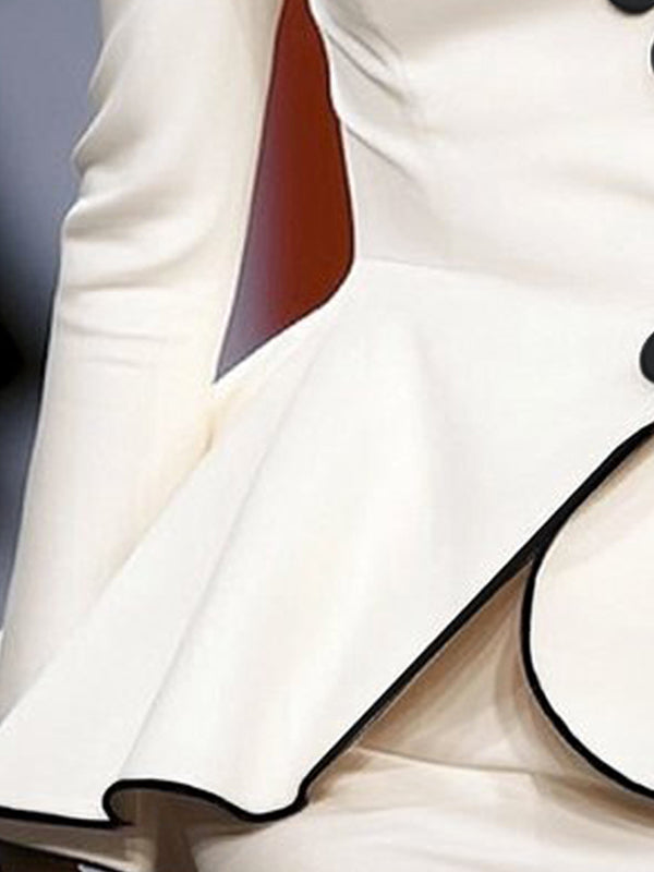 Long Sleeves Buttoned Deep V-Neck Jackets Outerwear