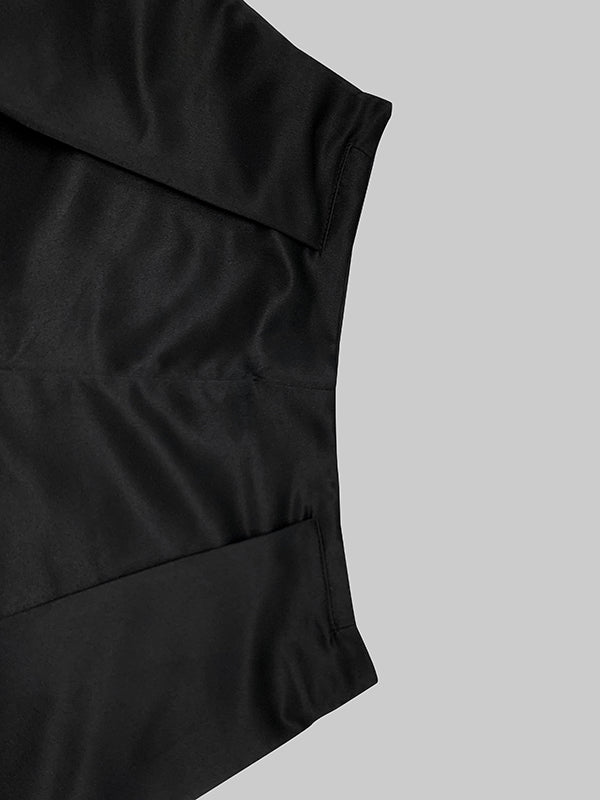 Loose Sleeveless Solid Color Off-The-Shoulder Vest Tops + Pants Bottoms Two Pieces Set