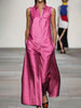 Loose Sleeveless Pockets Solid Color Lapel Jumpsuits
