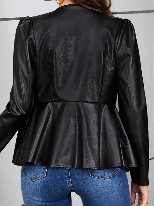 Long Sleeves Loose Split-Joint Zipper Round-Neck Jackets Outerwear