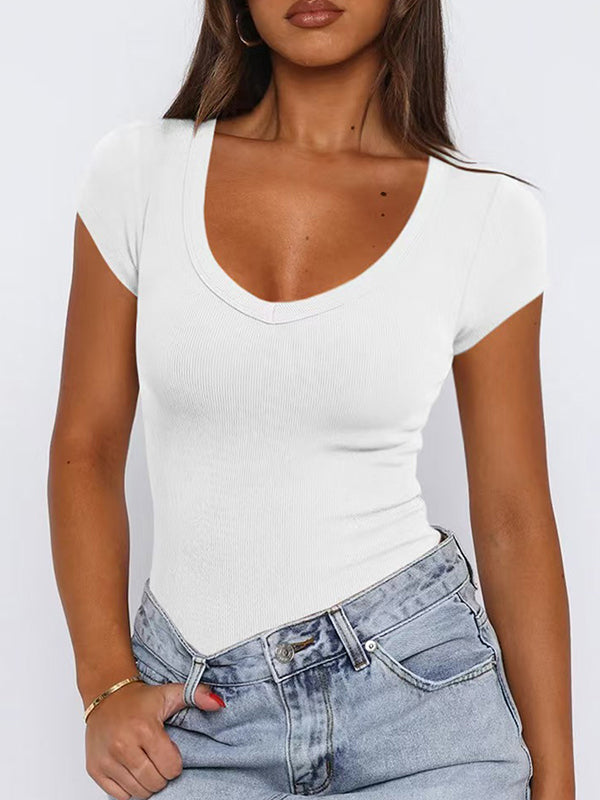 Vera Arlette Ribbed V-Neck Tee
