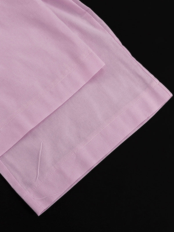 Loose Split-Joint Sleeveless Pleated V-Neck Vest + Pants Trousers Two Pieces Set