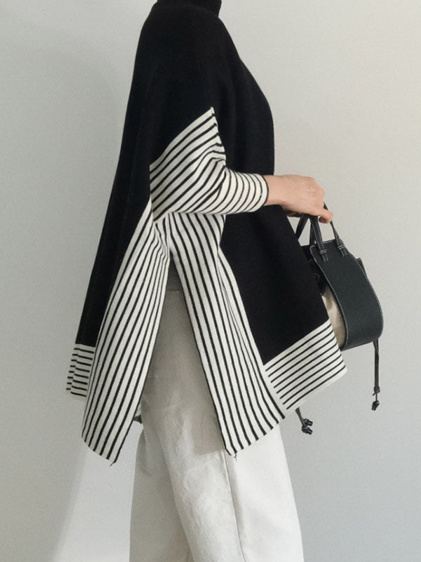 Vera Élan Striped Cape Sweater