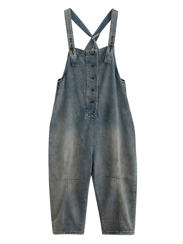 Original Solid Elasticity Denim Jumpsuits