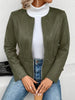 Long Sleeves Loose Pockets Solid Color Split-Joint Zipper Round-Neck Jackets Outerwear