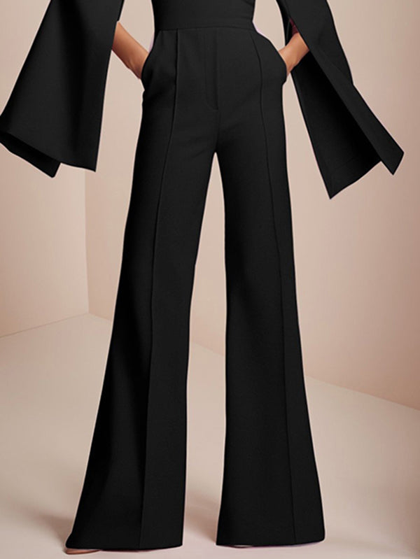 Loose Wide Leg Split-Joint V-Neck Jumpsuits