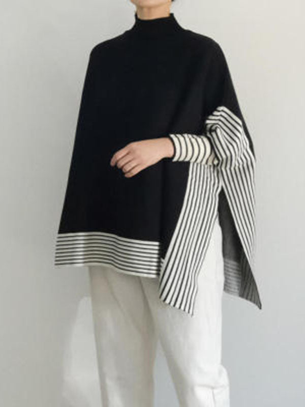 Vera Élan Striped Cape Sweater