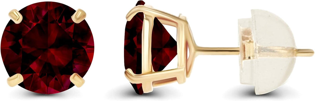 Ruby Round Stud Earrings | Gold