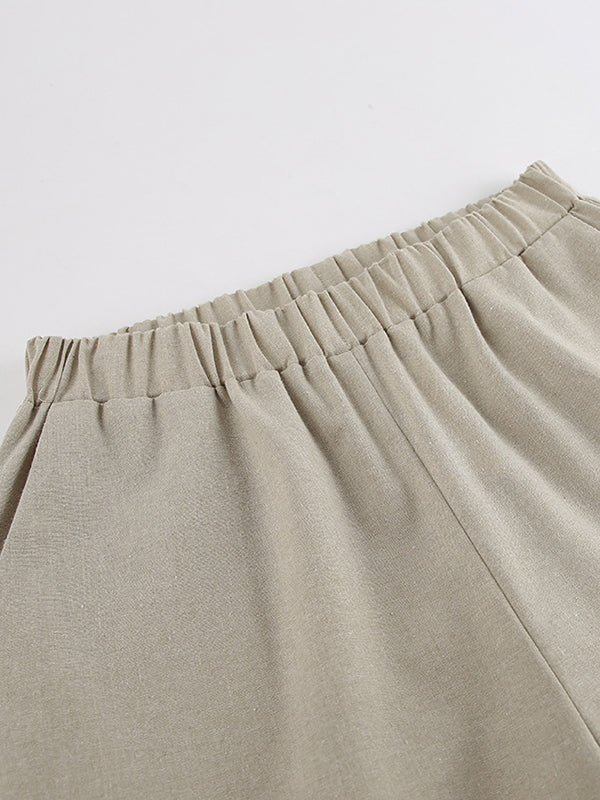 Loose Hollow Split-Joint Halter-Neck Vest + Elasticity High Waisted Pants Trousers Two Pieces Set