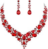 Ruby Crystal Cluster Jewelry Set | White Gold