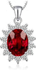 Classic Ruby Halo Necklace | White Gold