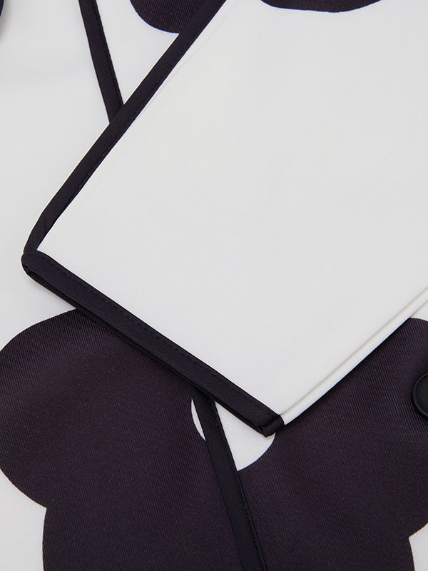 Long Sleeves Loose Contrast Color Flower Print Split-Joint Stand Collar Jackets Outerwear