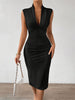 A-Line Bodycon Solid Color V-Neck Midi Dresses