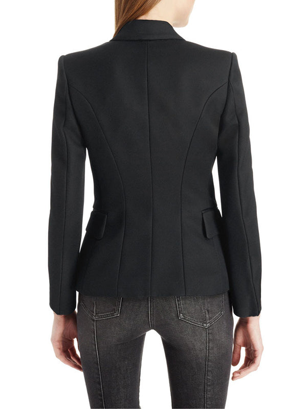 Long Sleeves Buttoned Notched Collar Blazer Outerwear