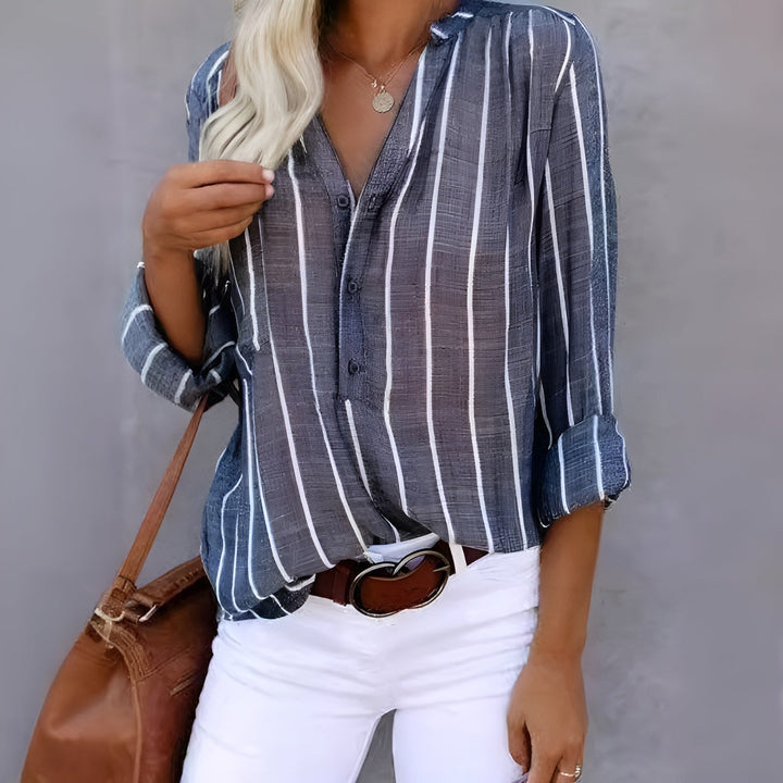 Vera® –  Striped Button-Down Shirt
