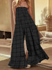 Loose Sleeveless Elasticity Plaid Split-Joint Tube Jumpsuits