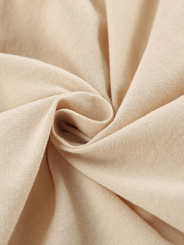 Loose Solid Color Split-Joint V-Neck Top+ Pleated High Waisted Vest Top + Pants Bottom Two Pieces Set