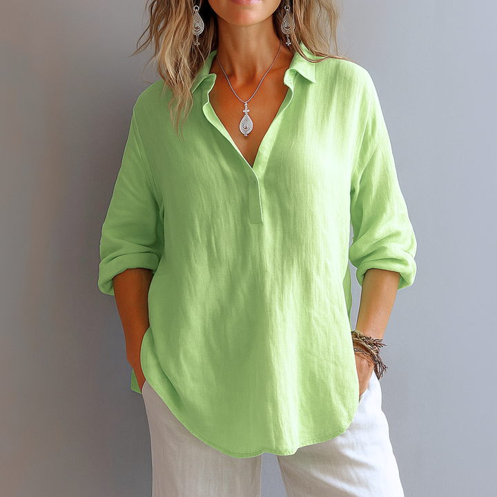 Vera® –   Stylish V-Neck Linen Shirt